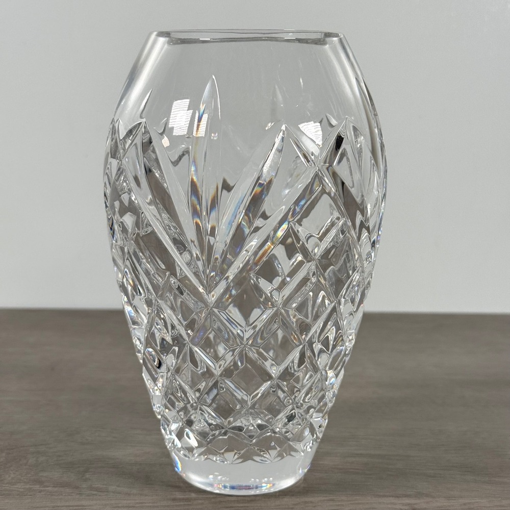 Waterford Lismore Crystal Bud Vase 7 Inch Clear Diamond Cut Ireland Vintage